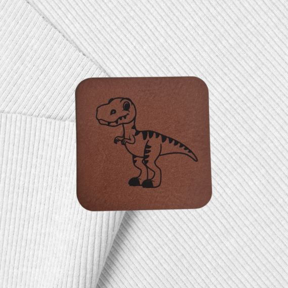 Kunstlederlabel "Dino T-Rex" 4x4cm