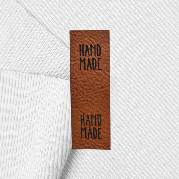 Kunstlederlabel "HAND MADE" Faltbar 6x2cm
