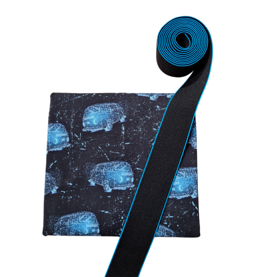 Boxershort Paket 50cm Jersey Bulli schwarz blau & 2m Gummi