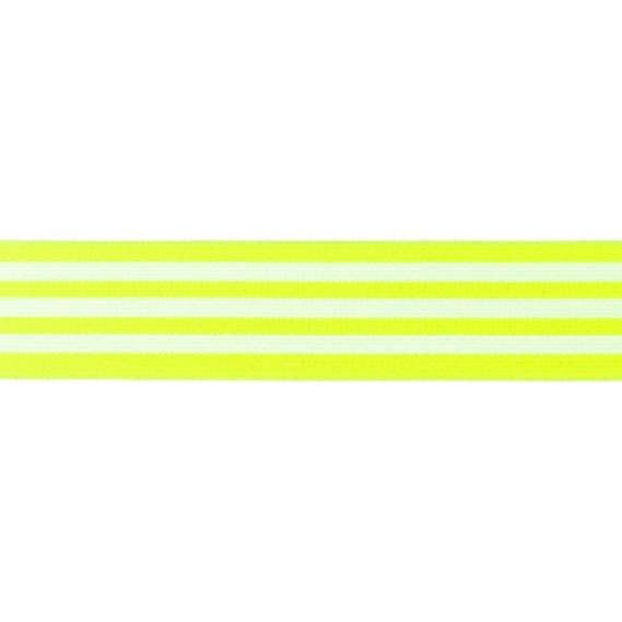 2 Meter Gummiband 40mm (Neongelb-weiss) Streifen