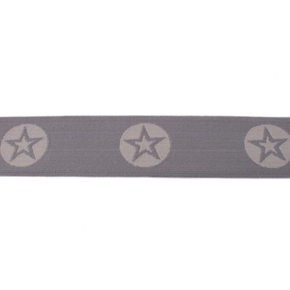2 Meter Gummiband 40mm (Grau) Sterne