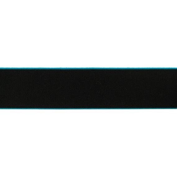 2 Meter Gummiband 40mm (Schwarz-Aqua)