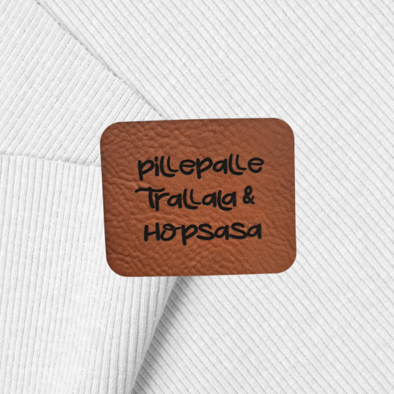 Kunstlederlabel "Pillepalle Trallala & Hopsasa" 5x4cm