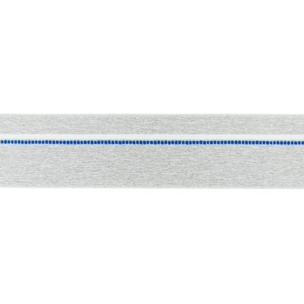 2 Meter Gummiband 40mm (Hellgrau-blau) Streifen